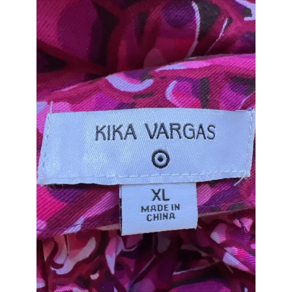 Kika Vargas x Target Blouse XL Pink Floral Bishop Puff Sleeves